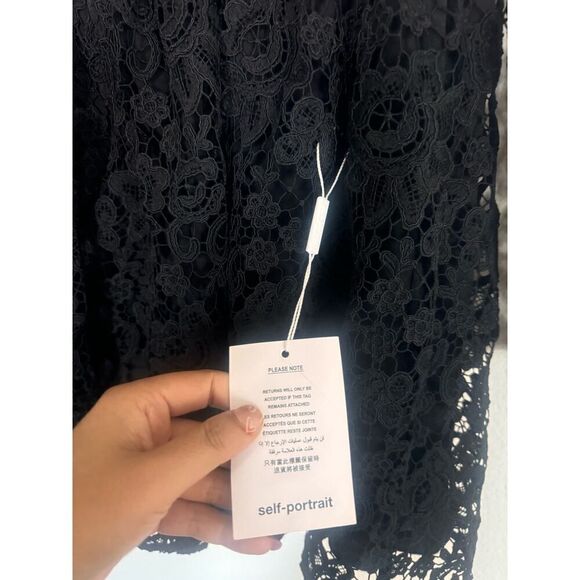 Self-Portrait Tie-neck Mini Dress in Black UK12/US8 - Picture 11 of 11